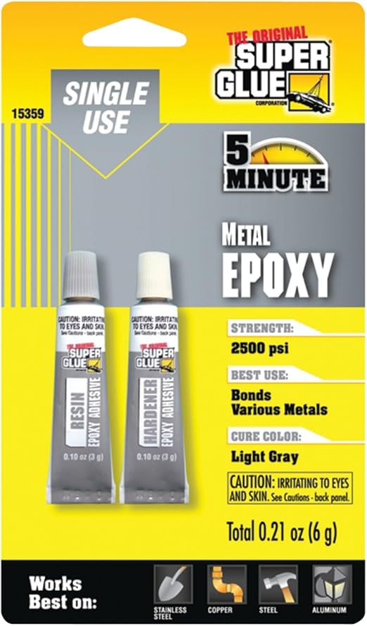 Super Glue 5 Minute Metal Epoxy Light Grey 15359 Amazon.co.uk