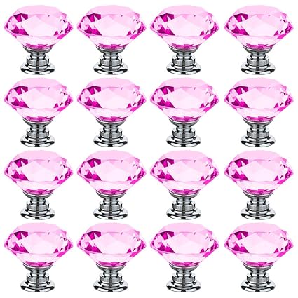 Home Furniture Diy 16pcs Crystal Glass Door Knob Cabinet Drawer