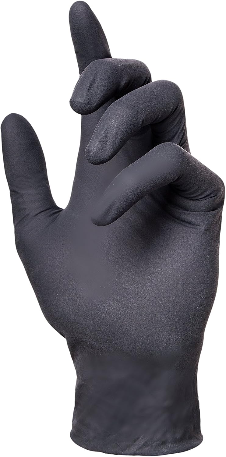 Panthera Powder Free Latex Examination Tattoo Gloves, Medium, Black, 100-Piece, 100 Count (Pack of 1) - Image 3