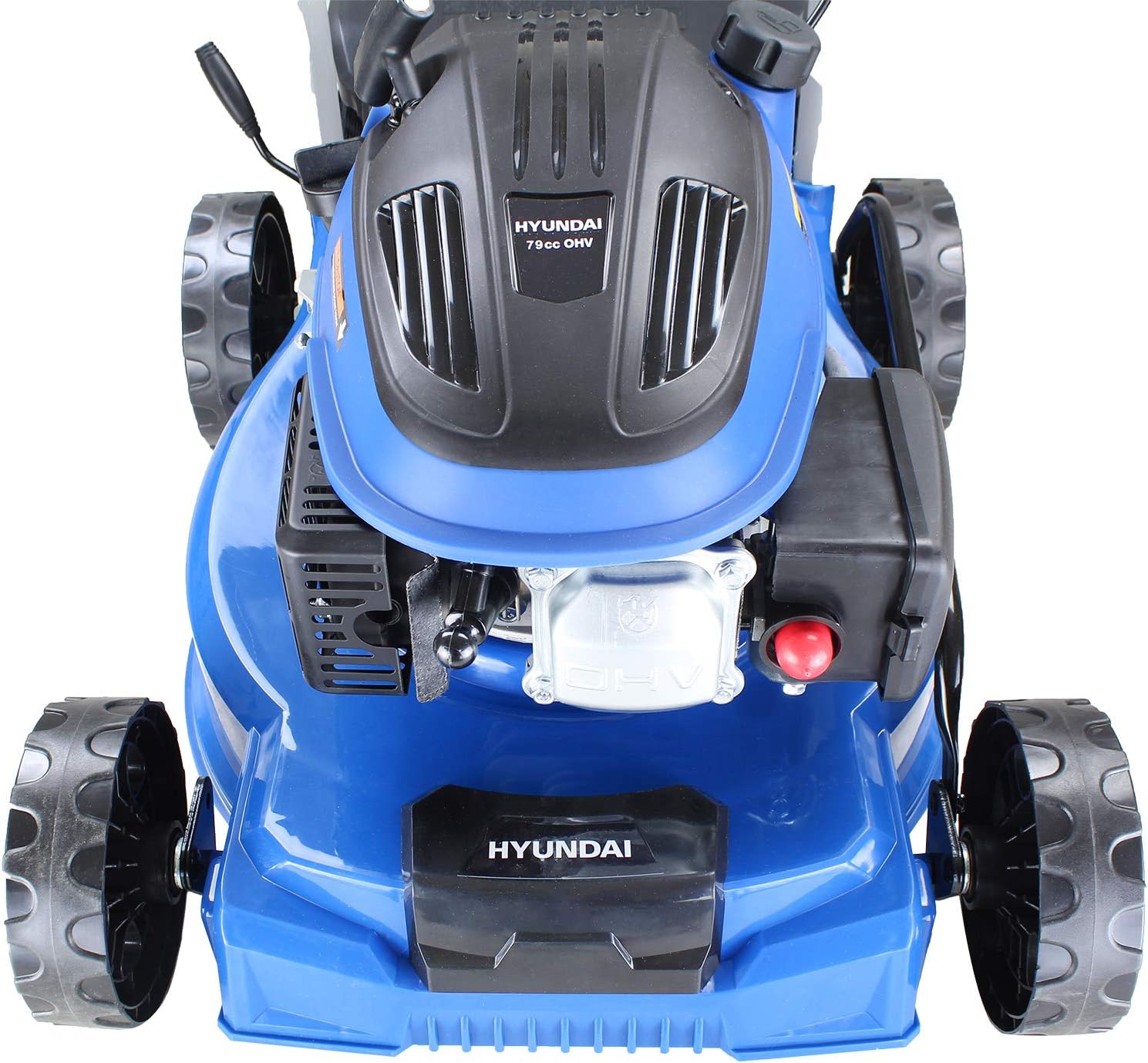 Hyundai Lightweight 40cm 79cc 4 Stroke Push Rotary Petrol Lawnmower, 6 Cutting Central Height Adjustment Lawn Mower, Rust Proof Deck, Easy Storage, 3 Year Warranty. - Image 5