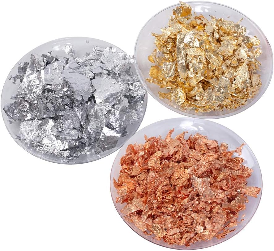 KINNO Gold Leaf Flakes, Gold Foil 3 Sets Gold Leaf for Nails Art and Craft, Furniture, Gilding, Painting - Image 4