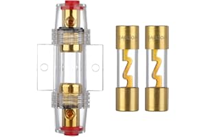 VEXUNGA 1Pcs AGU Inline Fuse Holder Gold Plated with 2Pcs 30 Amp AGU Power Safety Fuse Gold Plated Glass for Car Audio Automo