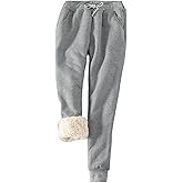 Yeokou Womens Sherpa Lined Sweatpants Winter Warm Fleece Joggers Casual Lounge Pants