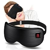 Silk Cordless Heated Eye Mask for Dry Eyes, Light Blocking Warm Eye Compress, Improved Sleep, with 3 Heat Settings, Washable Heating Pad for Migraine, Travel, Rechargeable, Men Women