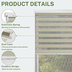 MiLin No Tools No Drill Cordless Zebra Blinds