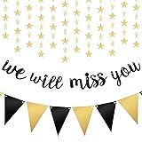 We Will Miss You Banner Black Gold Glitter