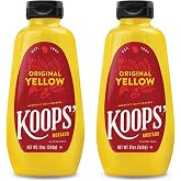 Koops Original Yellow Mustard, Classic Smooth Sauce, 12 Oz, Pack Of 2 | Everyday Cookout Condiment For Hot Dogs Hamburgers Sandwiches Potato Salad Deviled Eggs Dressings Picnics Barbecue Grilling