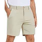 PULI Men's Golf Shorts 7 Inch Inseam Quick Dry Waterproof Lightweight Stretch Waist with Grip Dress Shorts with Zipper Pocket