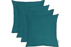 RSH DECOR: Sunbrella Square Throw Pillows Set of 4 | 17" x 17" | Water and Fade-Resistant Performance Fabric | Outdoor Pillow Covers with Down-Alternative Inserts | Spectrum Peacock