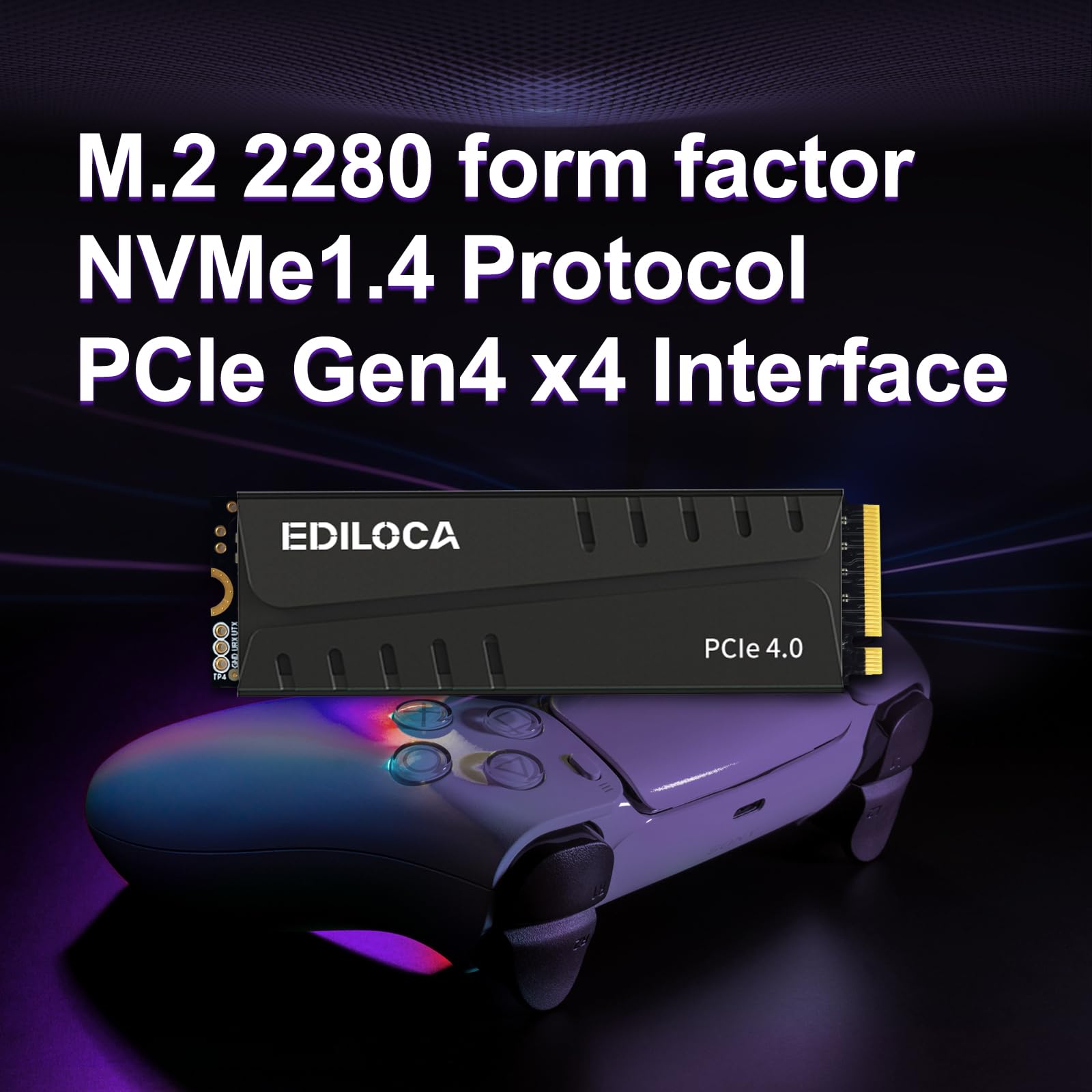 Ediloca 2TB PS5 SSD with Heatsink PCIe Gen4 NVMe M.2 Gaming SSD, 7400MB/s Read, 2GB DRAM Cache, 3D TLC | Internal Solid State Drive Compatible with PS5 & PC(EN855)