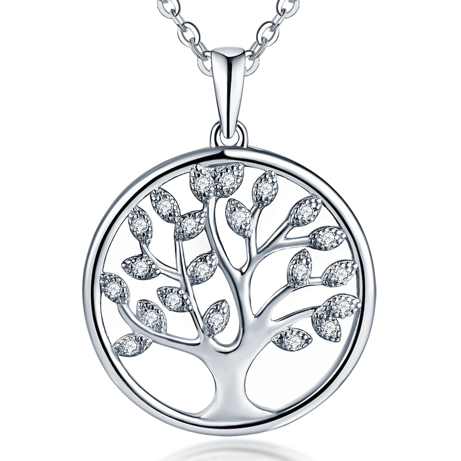 JO WISDOM Tree of Life Necklace,925 Sterling Silver AAA Cubic Zirconia April Birthstone Family Tree Pendant Necklace,Jewellery for Women โ image 1