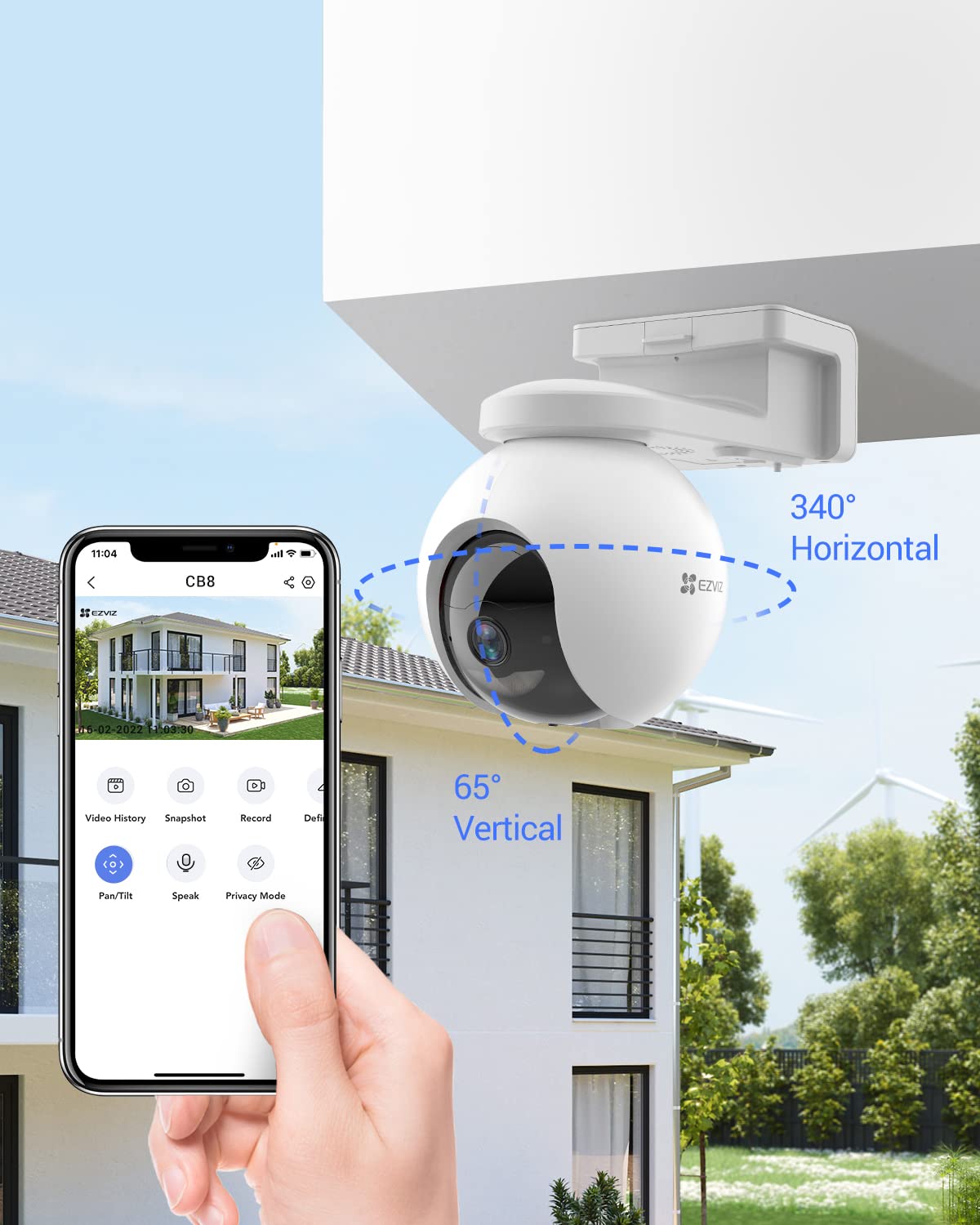 EZVIZ Solar Security Cameras Wireless Outdoor, 2K 360°, Camera for Home Security Outside with Color Night Vision, 2-Way Audio, AI Motion Detection and Alarm, Surveillance Camera, Waterproof, 256GB SD