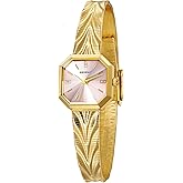 BERNY Vintage Gold Watches for Women, Octagonal Dainty Women's Wrist Watch, Ladies Analog Quartz Watches for Small Wrists, Waterproof All Stainless Steel Sunray Dial Luxury Birthday Present