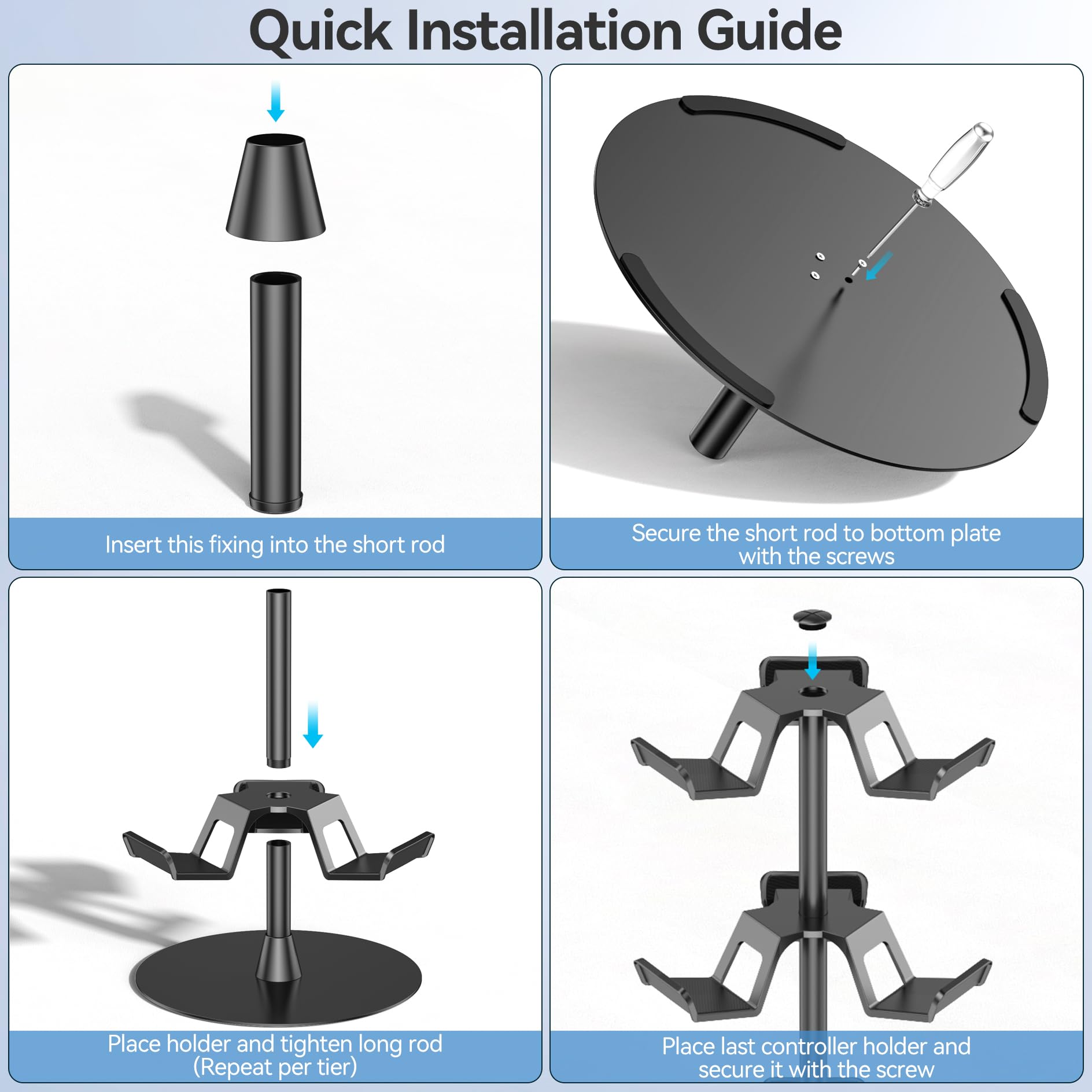 Controller Halter für Tisch, drehbarer Spiel Kopfhörer Halterung, kompatibel mit PS5/PS4/Xbox/Switch/PS Portal, universeller Spieler Zubehör Headset Stand für 9 Controller Storage (Schwarz,3 Stück) 5