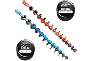 STUPID SIMPLE TOOLS SST - Identibolt Flex - Portable Nut and Bolt Male and Female Thread Gauge Checker - Imperial SAE and Metric Threads - Measure & Mount Almost Anywhere - Double-Sided Gauges - Made in USA