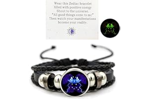 AKTULLY Zodiac Signs Spirit Bracelet Zodiac Bracelet for Women Men Adjustable 12 Constellation Bracelet Multilayer Zodiac Black Leather Bracelets Zodiac Sign Wrap Bracelet for Women Men Birthday Jewelry