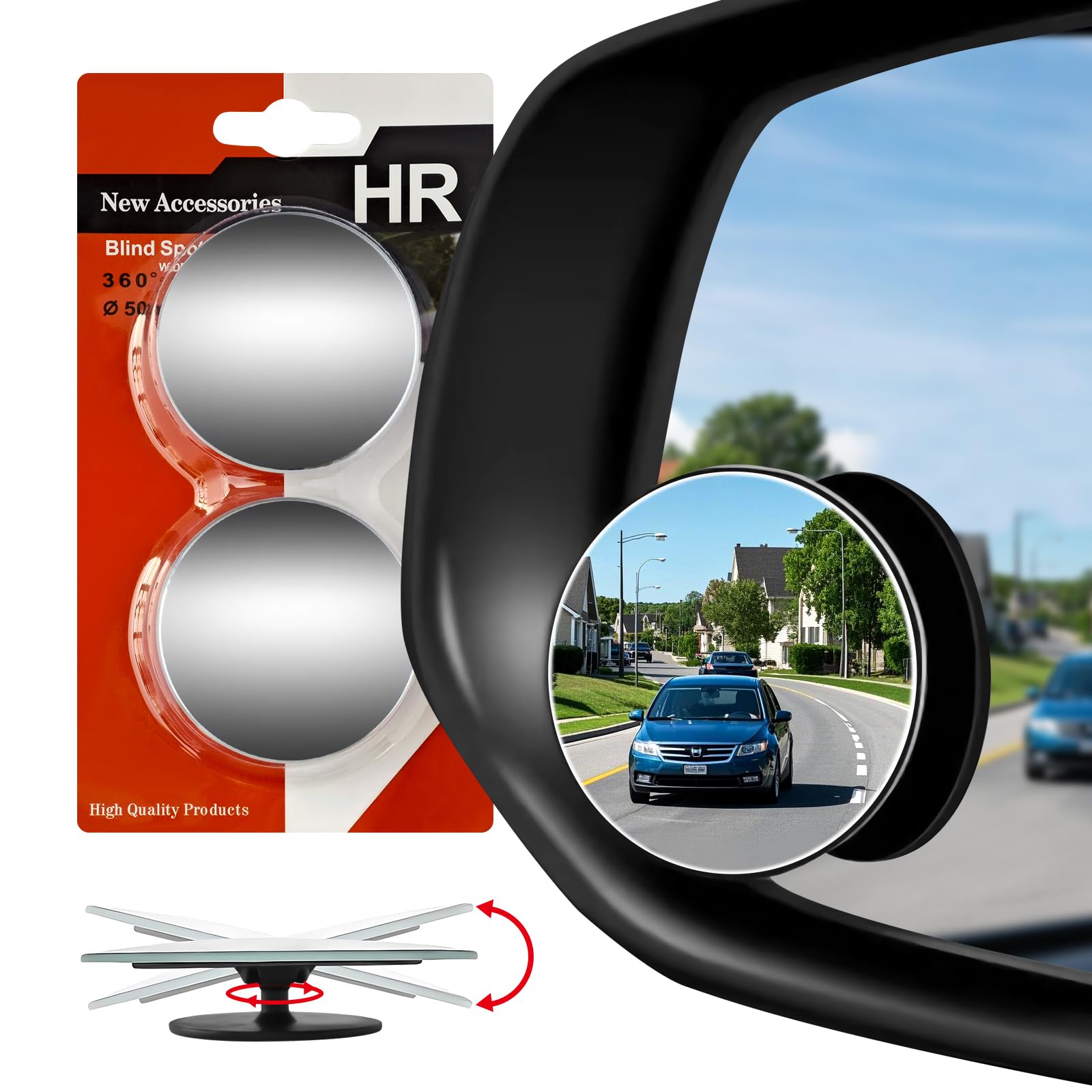 Photo 1 of Aenfaiy Blind Spot Mirror for Car (2 Pack) - HD Frameless Wide-Angle Convex Mirror for Side View Mirror Blindspot - 2 Inch Round Self Adhesive Angle Adjustable Blind Spot Mirrors for Car, SUV, Trucks