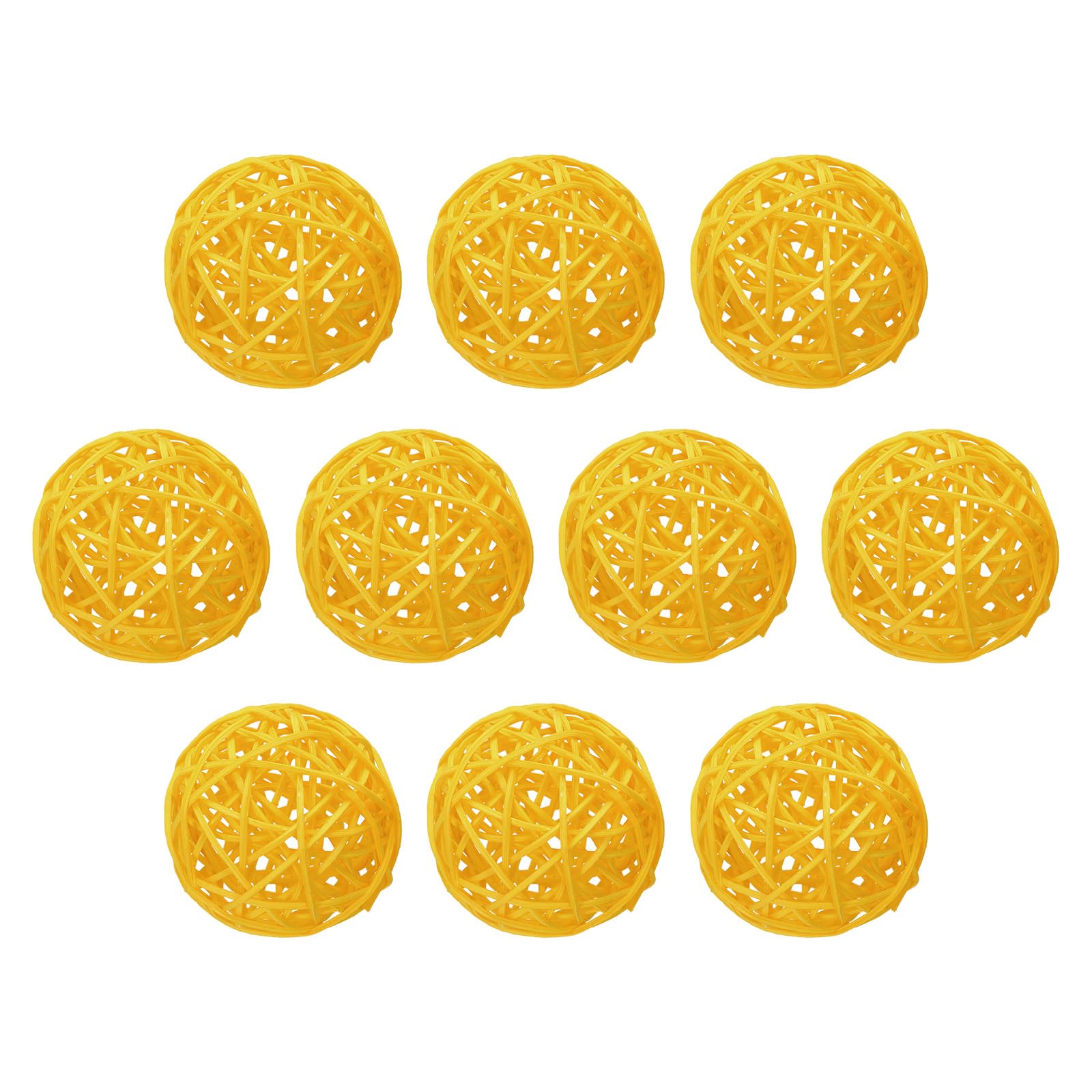 Uxcell 10 Pcs Wicker Rattan Balls 2.4 Inch Rattan Decorative Balls for Centerpiece Bowls Vase Fillers Home Decor Yellow