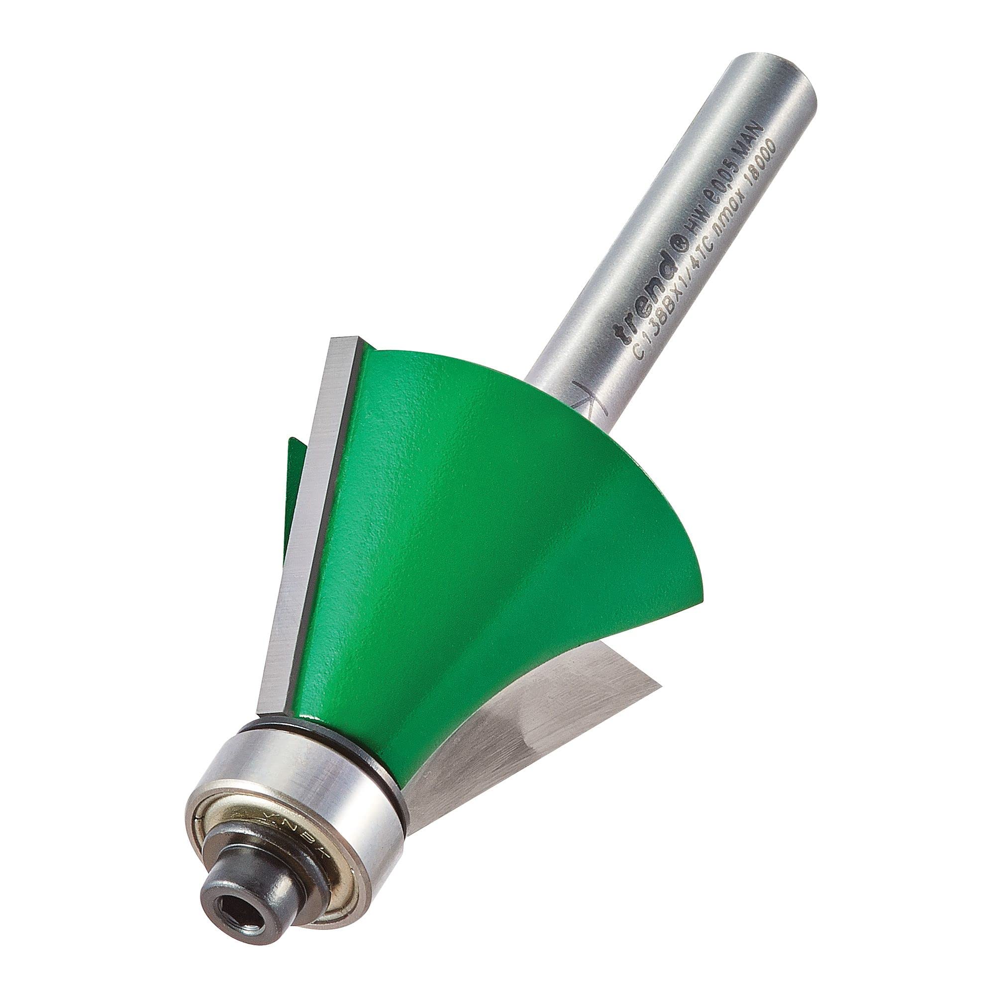 Trend CraftPro Chamfer Router Cutter, 1/4 Inch Shank, 30.9mm Cut Diameter & 67.5 Degree V Groove, Tungsten Carbide Tipped, C138BX1/4TC