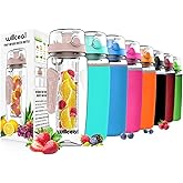 willceal Fruit Infuser Water Bottle 32oz- Durable, Large - BPA Free Tritan, Flip Lid, Leak Proof Design - Sports, Camping