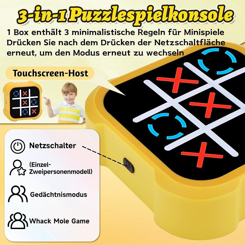 Elektronisch Tic-Tac-Toe Bolt Spiel, Tic Tac Toe Elektronisch(Gelb) — Foto 6 von 7