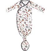 Copper Pearl Baby Gown - Knotted Newborn Sleepers for Baby Boy, Soft Stretchy Long Sleeve Infant Gowns with Bottom Tie and Hand Mittens, Perfect Hospital Coming Home Outfit (A Christmas Story)