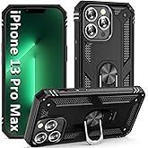 ADDIT i Phone 13 Pro Max Case, for iPhone 13 Pro Max Case,with Kickstand Ring,Adjustable Stand,Military Grade,Heavy Duty Protection,Shockproof,Anti-Fingerprint,Support Magnet Car Mount,Black