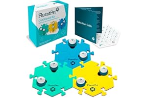 FluentPet Speak Up Get Started Kit with Clearer Upward-Facing Sound - 6 Recordable Buttons w/Pre-Installed Batteries & 3 HexTile Button Mats | Training Dog & Cat Communication Buttons