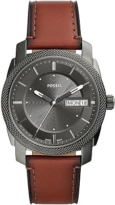 Montre pour homme Machine, mouvement à quartz, boîtier en acier inoxydable fumé de 42 mm avec bracelet en cuir ProPlanet, FS5900