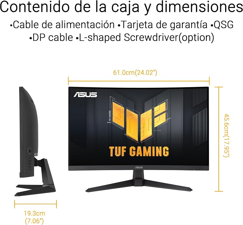 TUF Gaming VG27VQM1B - Monitor Gaming de 27 Pulgadas Full HD, Curvo, 280 Hz, ELMB, 1 ms de Tiempo de Respuesta, FreeSync Premium, 90% DCI-P3, DisplayWidget Center