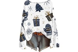 COTECRAM Sweaters for Women 2025 Trendy Graphic Print Long Sleeve Crew Neck Knitted Pullover Fall Casual Loose Fit Tunic Tops