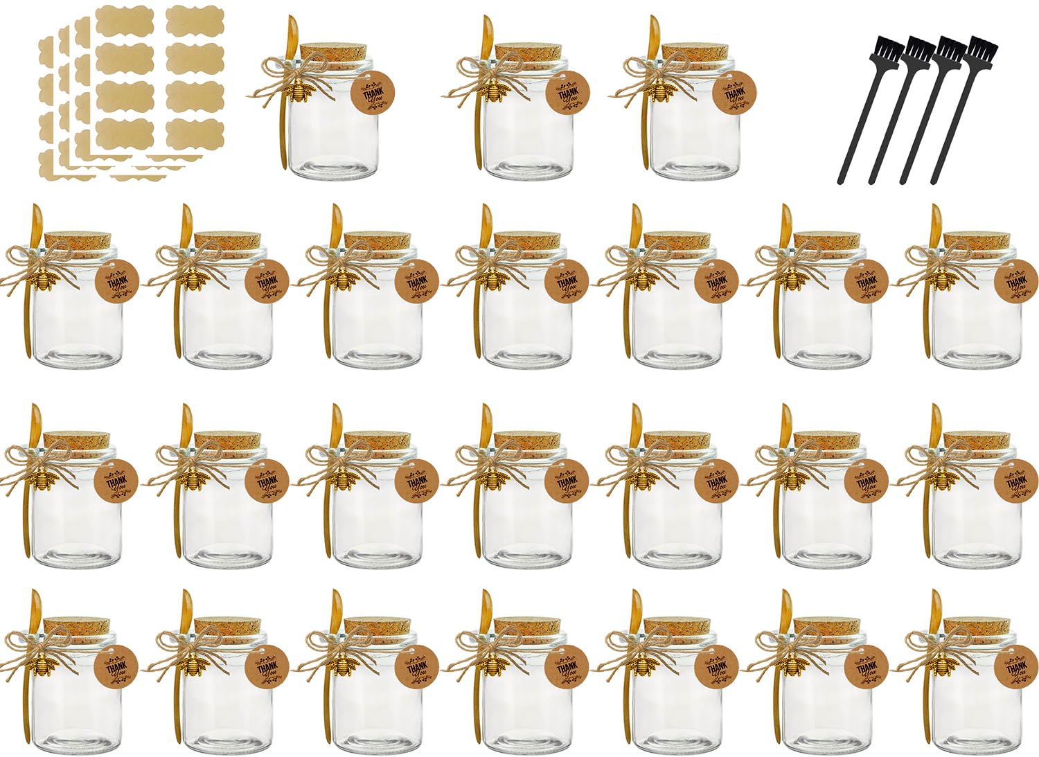 Ahhute Honey Bottles, Stickers For Honey, Bags, Gold Ribbon, Glass - View #7