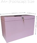 Cathedral A4+ Steel File Box Pastel Pink with 5 Suspension Files UK Brand view 2