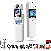 SJCAM C300 4K Dual Touchscreen Action Camera | Ultra HD Compact Vlogging Cam with Front and Rear Screens | Waterproof Mini Camera (C300W) Bundle Including: 64GB Memory Card, USB-C Adapter, More