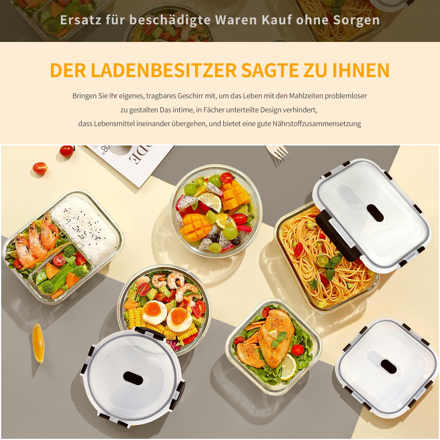 LNWSN 800ml Glasbehälter mit Deckel 3er, Vorratsdosen Glas aus Hitzebeständigem Borosilikatglas, Versiegelte Frischhaltedosen Glas mit Deckel für die Lebensmittelaufbewahrung zu Hause, Schwarz 7