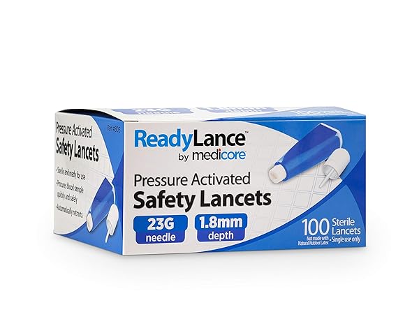 READYLANCE, PRESSURE ACTIVATED SAFETY LANCETS, 100 LANCETS, 23GX1.8MM, BLUE