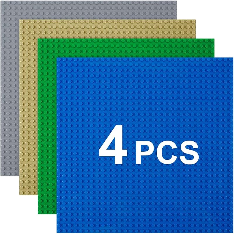 HOTUT 4 Pack 10x10 Baseplates 32x32 Compatible Grey Green Sand Blue