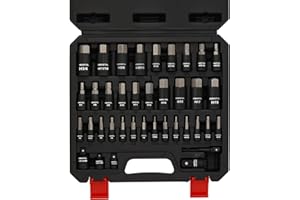 EMENTOL 38PCS 1/4" 3/8" 1/2" Drive Allen Hex Bit Socket Set, SAE/Metric, Includes Power Drill Adapter, Socket Adapters, 2mm -