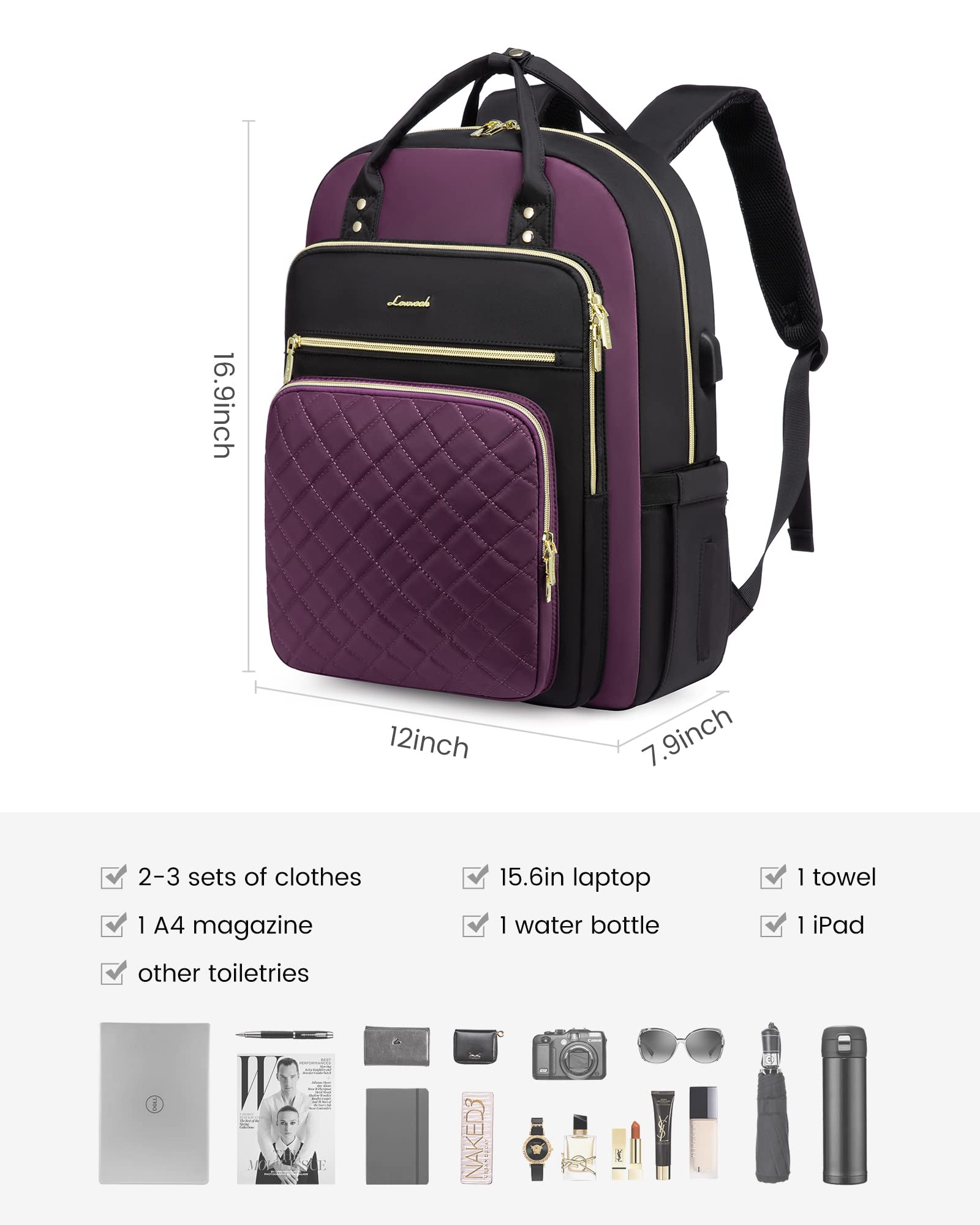 LOVEVOOK Laptop Backpack Purse for Women, 15.6
