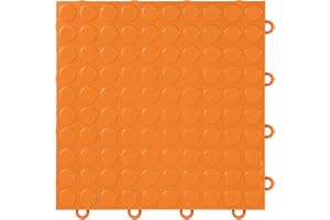 INCSTORES FlooringInc's Nitro 12x12 Snap-Together Interlocking Plastic Tiles - Non-Slip Garage Flooring Mat, Coin Pattern, Harley Orange, 1 Tile/Sq Ft