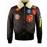 TOP GUN Official B-15 Men&rsquo;s Flight Bomber Jacket with Patches