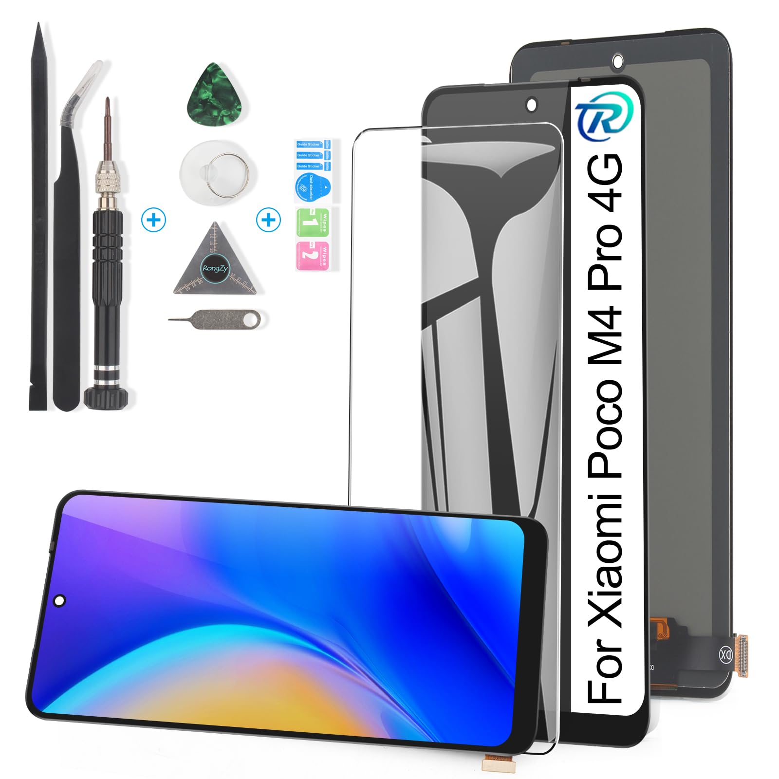 RongZy Compatible with Xiaomi Poco M4 Pro 4G MZB0B5VIN Replacement Screen LCD Display and Touch Screen Digitizer with Tools (Black)