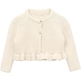 Lilax Baby Girls' Knit Long Sleeve Ruffled Cardigan, Button Closure Bolero Shrug