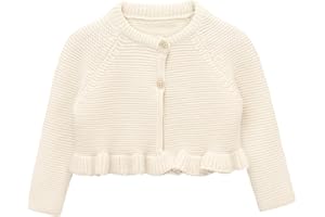 Lilax Baby Girls' Knit Long Sleeve Ruffled Cardigan, Button Closure Bolero Shrug