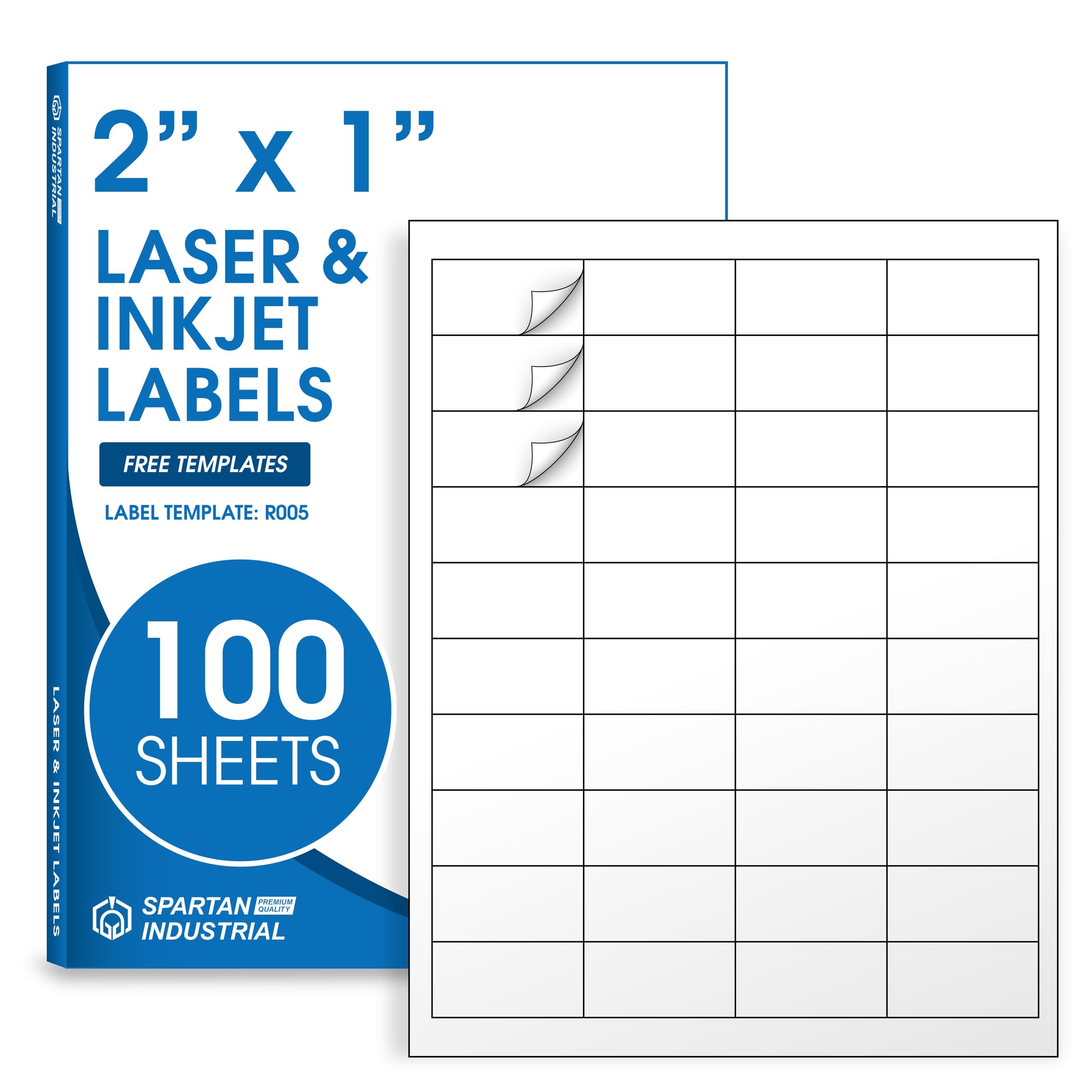 Photo 1 of 2" X 1" Matte White Printable Labels Compatible with Inkjet and Laser Printers - 100 Sheets, 4000 Total Paper Stickers for UPC and EAN Barcodes, Addresses, Mailing - Spartan Industrial Template R005