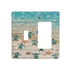 Sea Turtle Beach Rustic Wood 2 Gang Light Switch