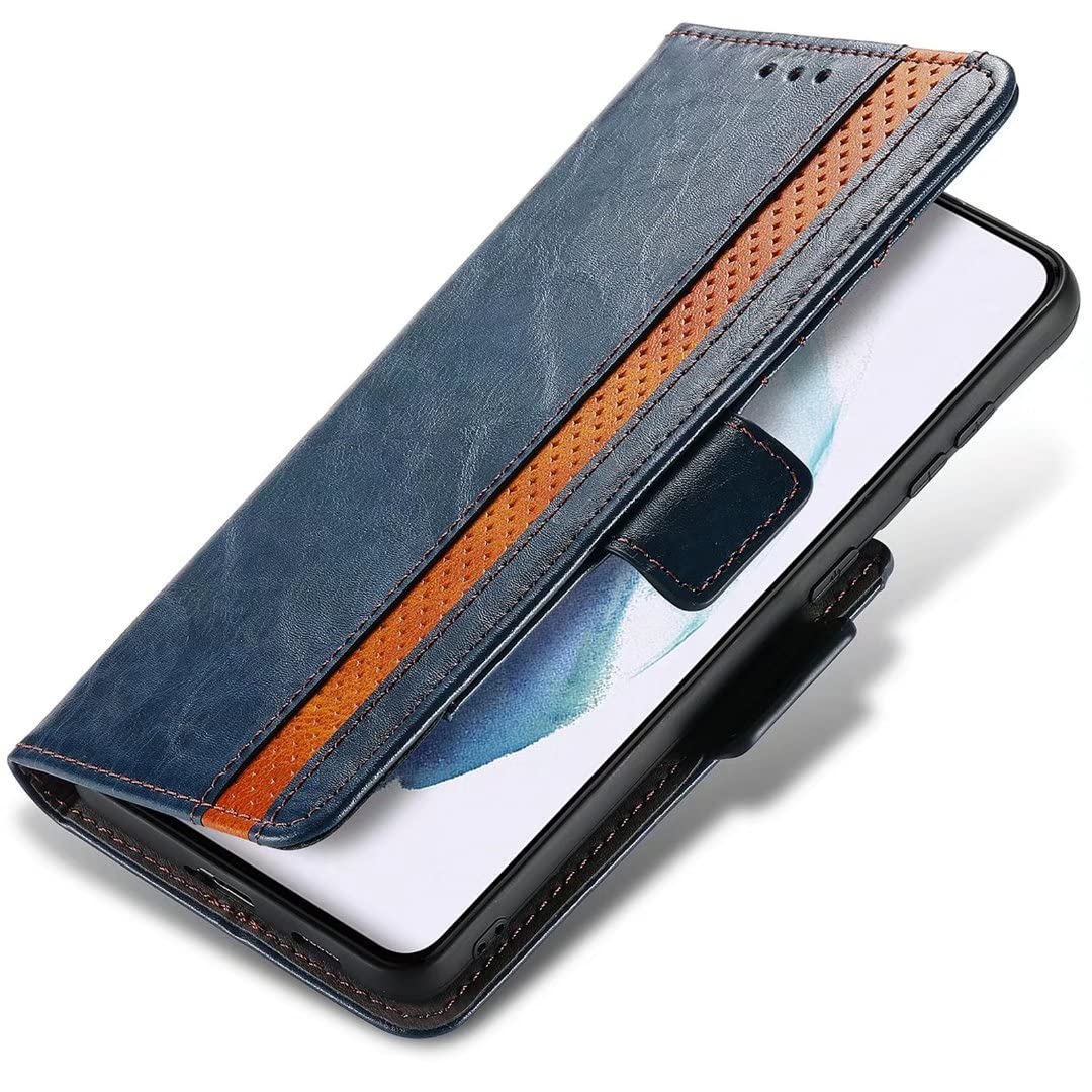 EasyShow Case Compatible with Oukitel C33 Case, Oukitel C33 Splicing Wallet Case with Card Slots, PU Leather Flip Cover Case for Oukitel C33-Blue