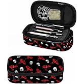 Xuwenz Skull Dragon Pencil Case Dead Black Red Animal Pencil Bag Pen Markers Pouch Holder Organizer for Office Clerks