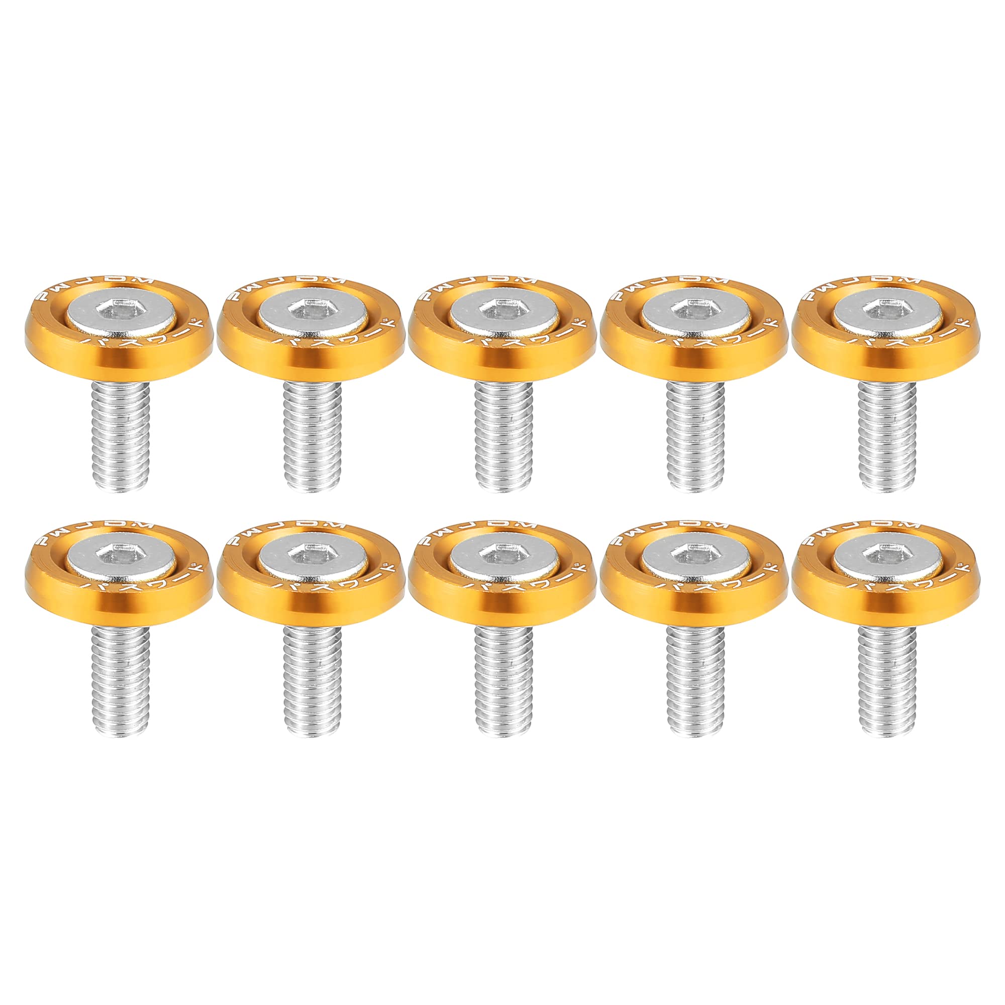 X AUTOHAUX 10pcs Fender Washer Bumper Washer M6 Bolts Engine Bay Dress Yellow