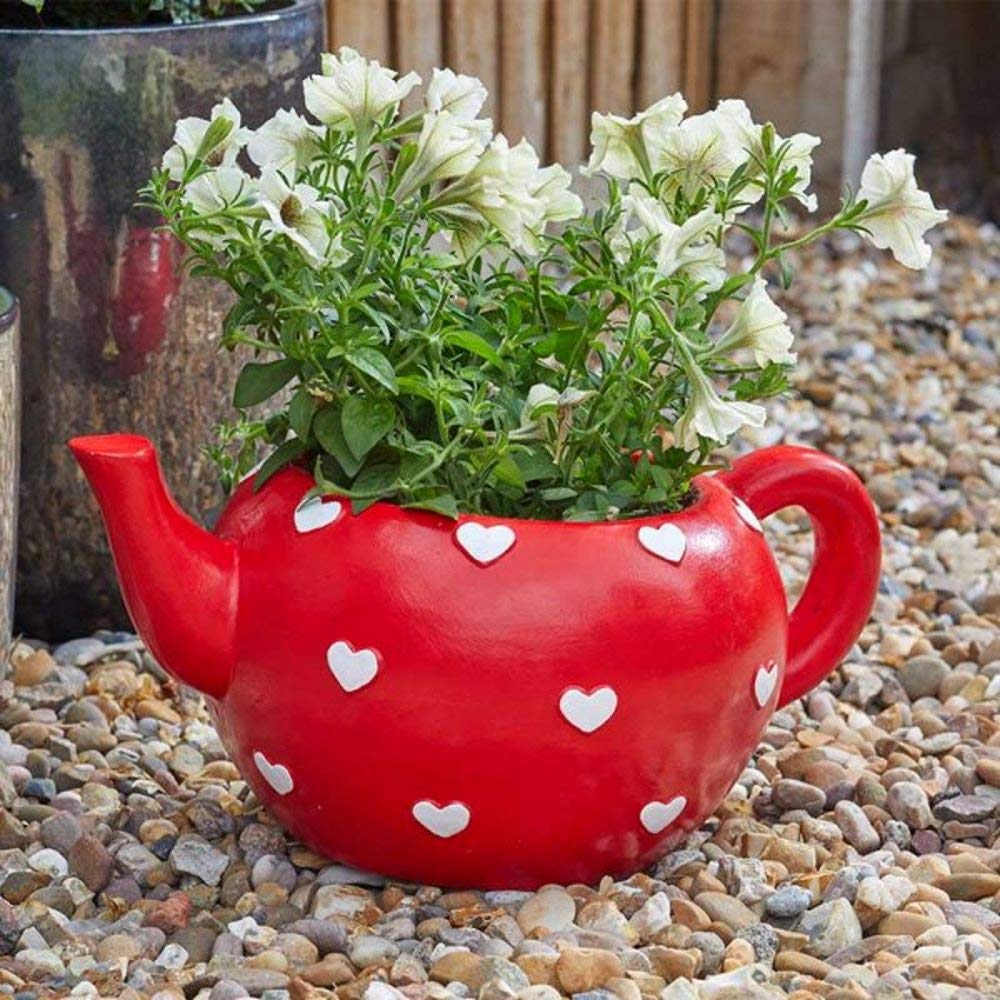 Smart Garden Flamboya Teapot & Teacup Heart Planter Pot Weather Resistant Teapot